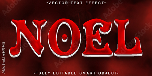 Red Noel Christmas Vector Fully Editable Smart Object Text Effect