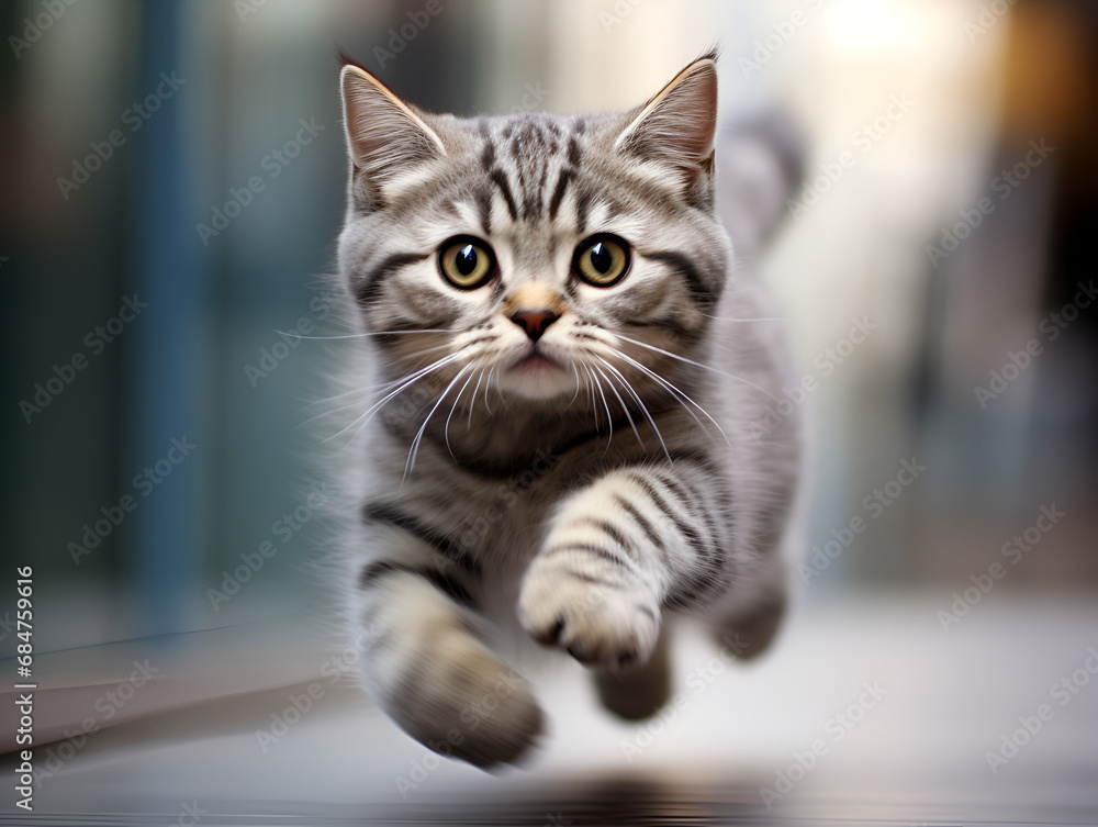 cat running towards you time-lapse motion blur