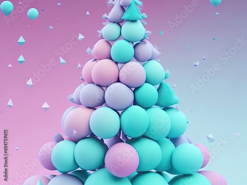 3D Christmas balloons tree