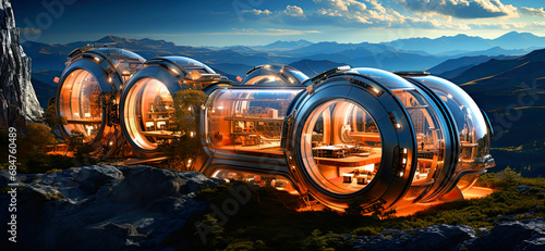 Fantastic space hotel, concept of the future and space travel
