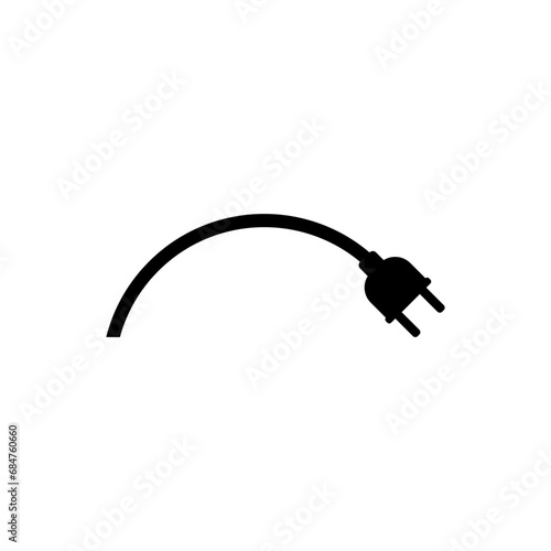 Electrical power plug with a long round wire. Vector illustration.