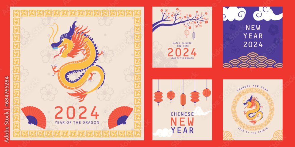 Chinese new year of dragon 2024 Instagram stories collection	
