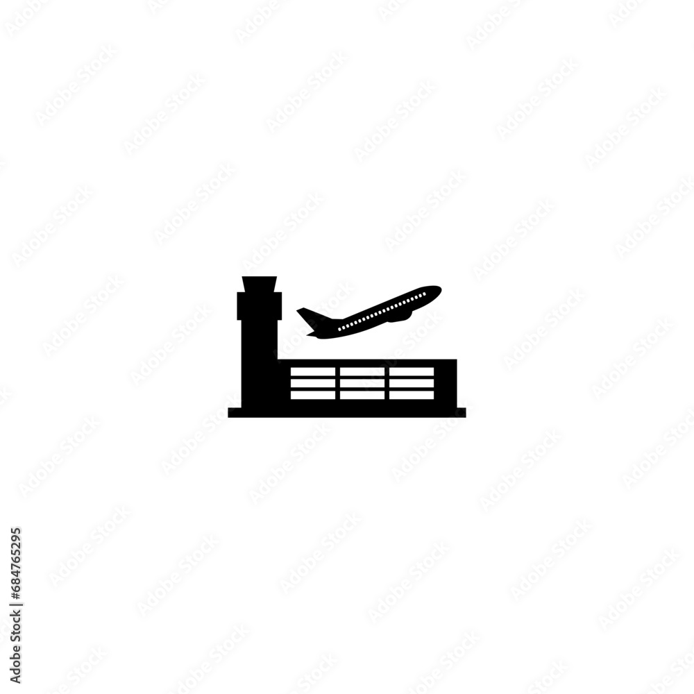 Plane icon. Airport jet sign. Airport icon for logo isolated on white background Plane icon. Airport jet sign. Airport icon for logo isolated on white background