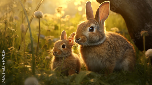 Rabbit Mother Tenderly Cradling Her Young © Jude