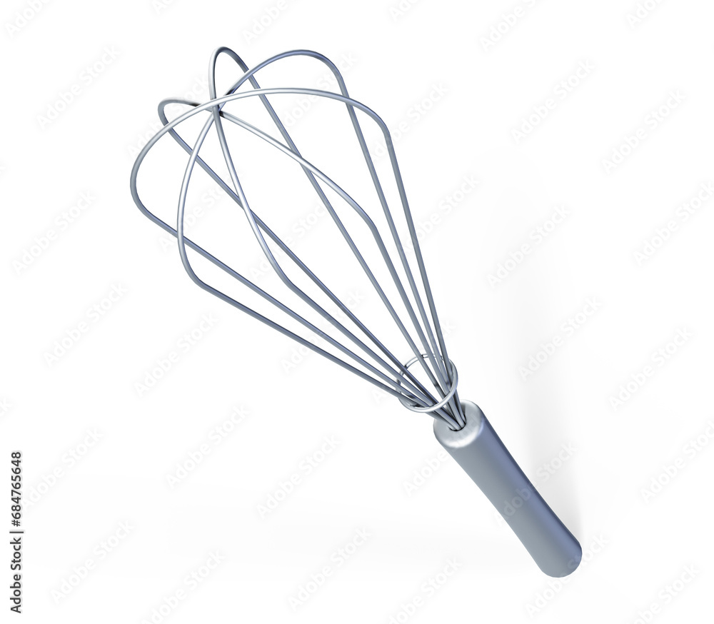 Fototapeta premium Wire whisk isolated on white background 3D render