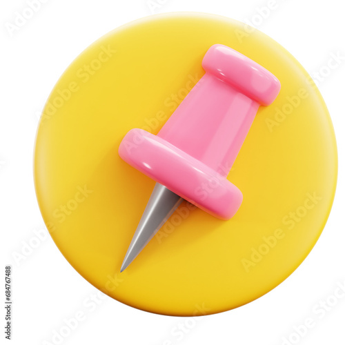 Push Pin 3d Icon Illustration
