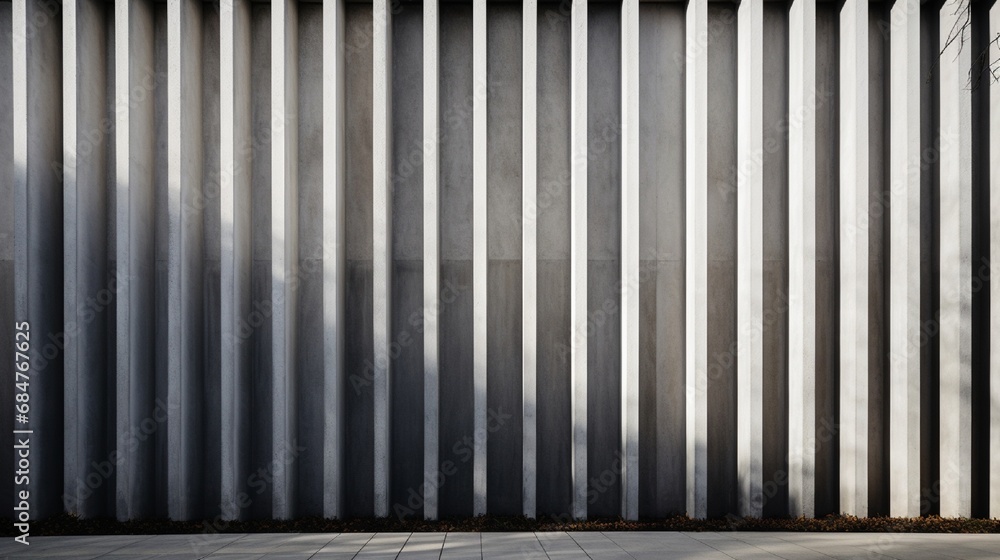 A concrete wall with vertical ridges, adding depth and visual interest. A concrete wall with vertical ridges, adding depth and visual interest.