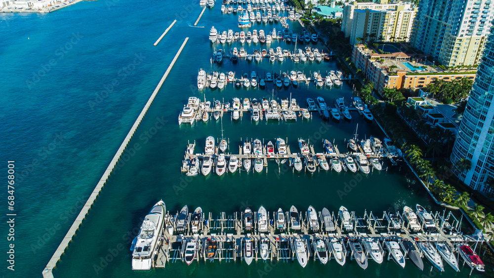 Aerial view of Miami South Beach Marina Bay