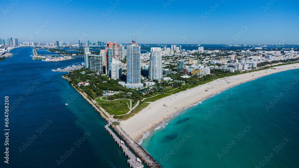 Região costeira do sul da praia de Miami, Flórida
