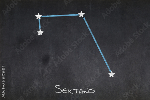 Sextans constellation drawn on a blackboard photo