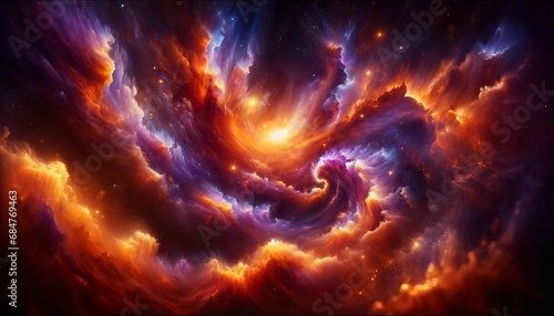 Swirling Nebula Spectacle in Vivid Hues Vibrant Background