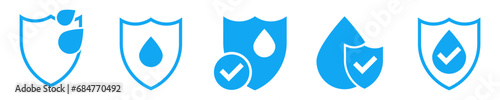 Shield waterproof protection Icon vector. Water resistant shield vector icon. Anti corrosion symbol. photo