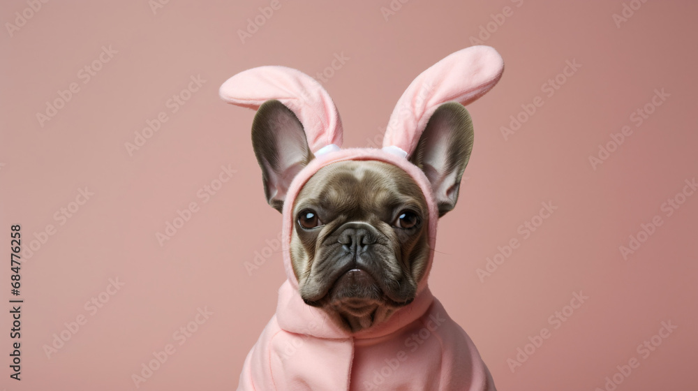 Dog dressed as easter bunny