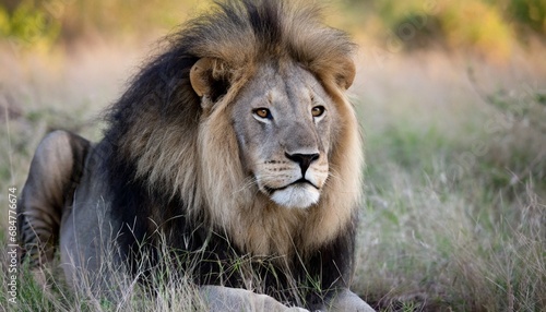 mature black maned lion