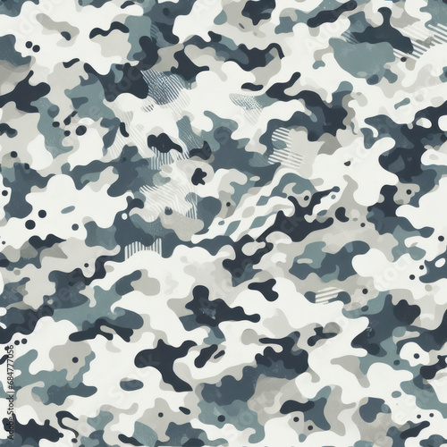 Modern snow military camouflage print, seamless pattern. ai generative