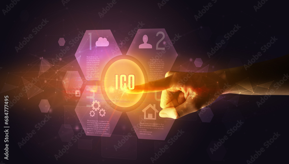 Hand touching digital button concept concept Hand touching digital button concept concept