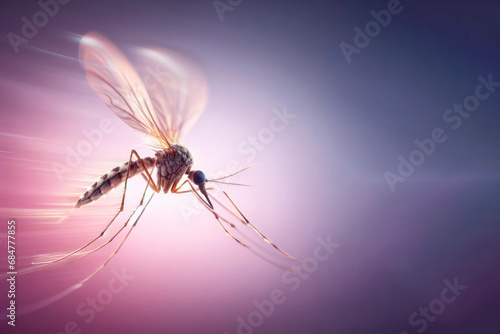 Mosquito in fast flight with motion blur effect. ai generative © Igor