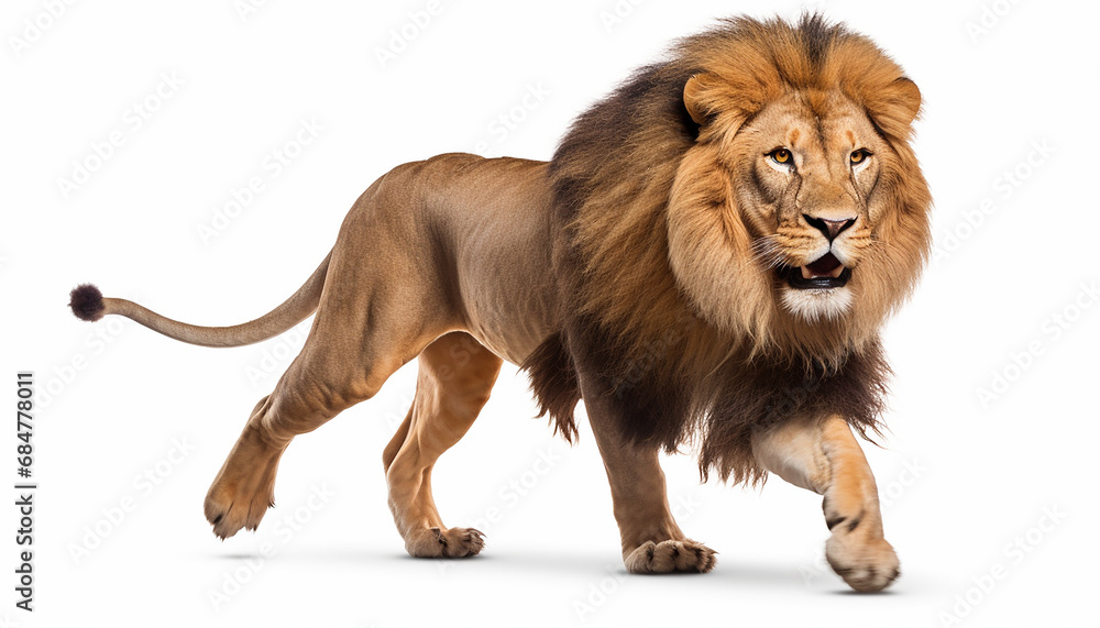 Lion Run Isolated on White Background

