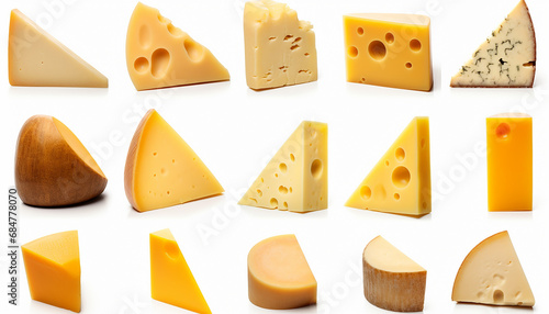 Cheeses Isolated on White Background