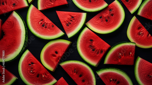 slices of fresh watermelon as background top view