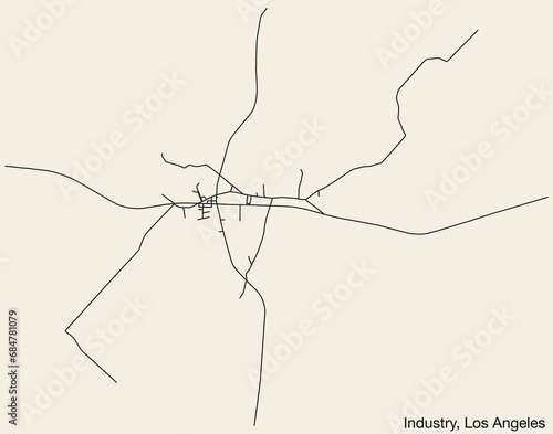 Detailed hand-drawn navigational urban street roads map of the CITY OF INDUSTRY of the American LOS ANGELES CITY COUNCIL, UNITED STATES with vivid road lines and name tag on solid background