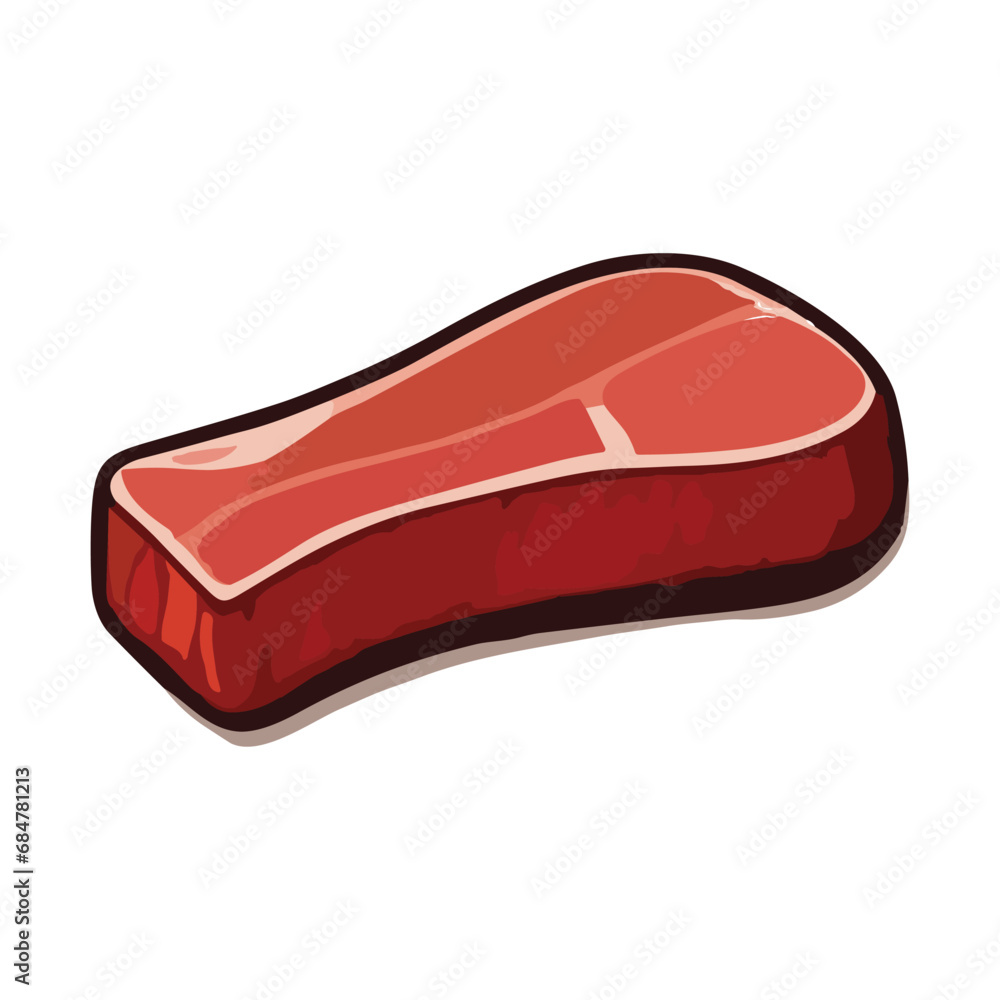 Fresh raw beef meat isolated on white background flat vector illustration, meat recipe, protein food. Beef, Steak, Meat illustration. Fresh raw beef meat isolated on white background flat vector illustration, meat recipe, protein food. Beef, Steak, Meat illustration.