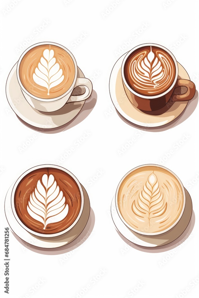 Latte art design highlighting the creativity and craftsmanship in the coffee vibe. AI generate