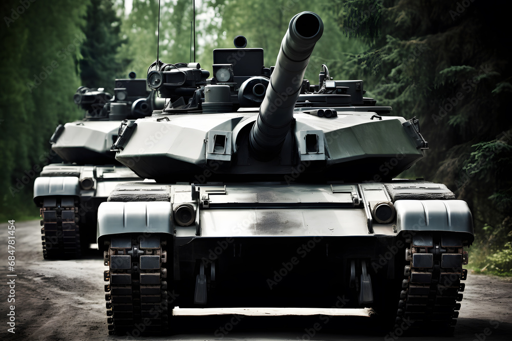 Group of main battle tanks with a city on fire on the background. One tank firing a shell from the barrel. Military or army special operation. Neural network AI generated art Group of main battle tanks with a city on fire on the background. One tank firing a shell from the barrel. Military or army special operation. Neural network AI generated art