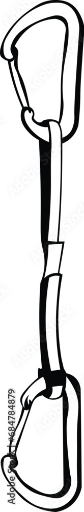 Cartoon Black and White Isolated Illustration Vector Of A Mountaineers Carabiner Clip Cartoon Black and White Isolated Illustration Vector Of A Mountaineers Carabiner Clip