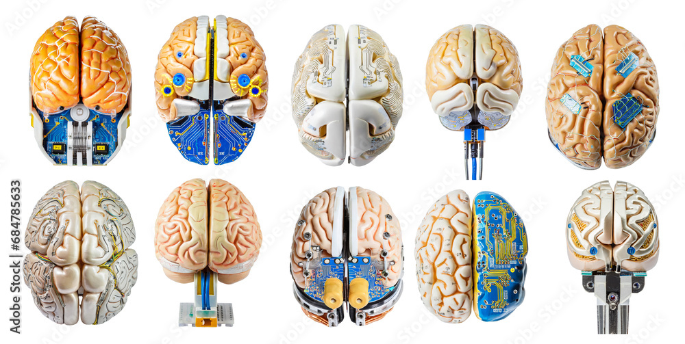 Android electronic brains collection isolated on transparent background ...