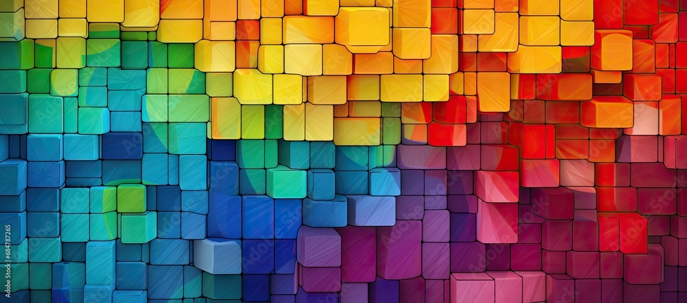  a multicolored background of cubes with a rainbow of colors in the middle of the image and a rainbow of colors in the middle of the image.