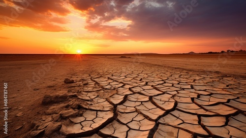 Global warming concept . Dry cracks in the land, serious water shortages. Drought concept