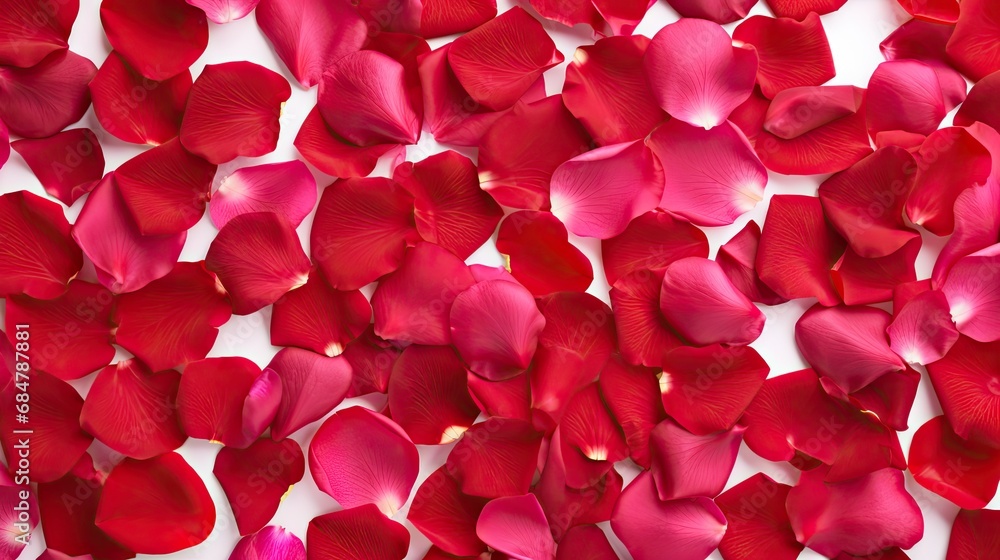 a close up of a bunch of red petals on a white surface with a pink flower in the middle of the petals. a close up of a bunch of red petals on a white surface with a pink flower in the middle of the petals.
