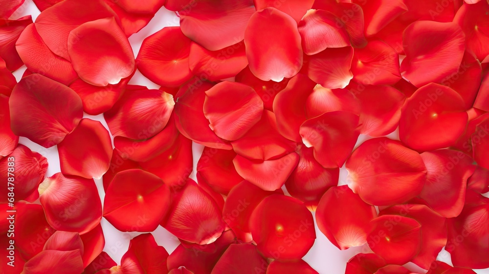 a close up of a bunch of red petals on a white sheet of paper in the shape of a heart. a close up of a bunch of red petals on a white sheet of paper in the shape of a heart.