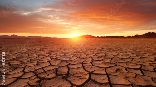 Global warming concept . Dry cracks in the land, serious water shortages. Drought concept