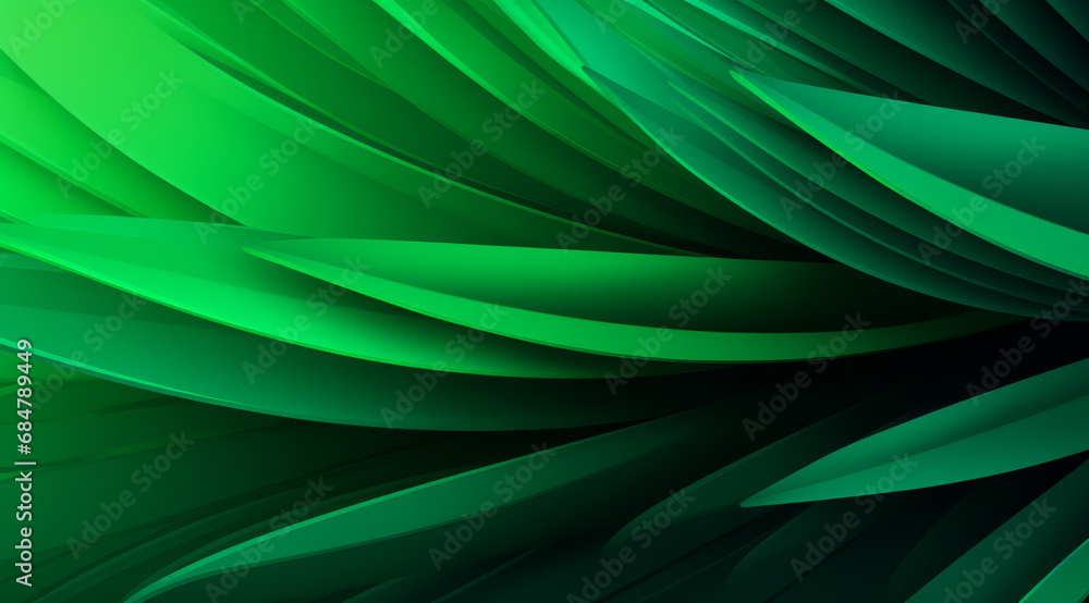 Obraz premium Sharp green abstract forms cutting through a dark backdrop.