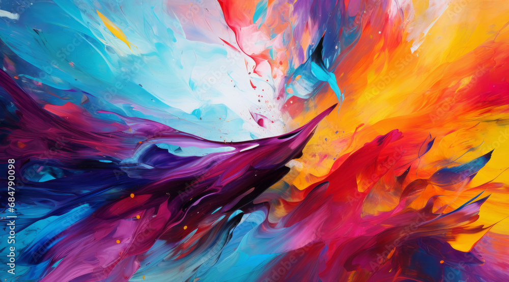 A splash of colours resembling modern piece of art. 