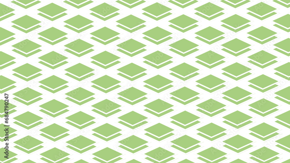White seamless pattern with green squares White seamless pattern with green squares