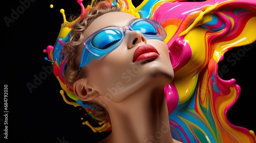 Fashion woman portrait, on vibrant colored background. © MiguelAngel