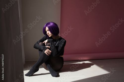Foto Girl anime with purple hair Japan Cosplay