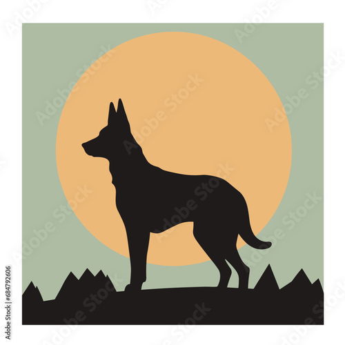 German Shepherd Silhouette - Minimalist Illustration