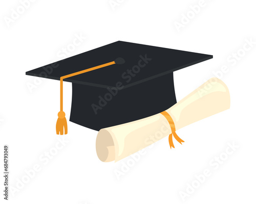 graduation cap and diploma