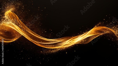 Golden glitter powder dust bursting background