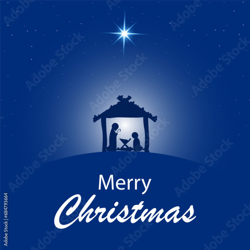 Christmas orthodox jesus mary joseph star, vector art illustration.