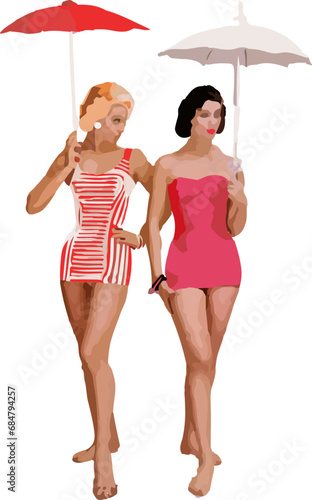 pin-up girls in swimsuits