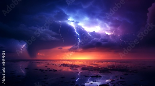 Lightning striking over the horizon