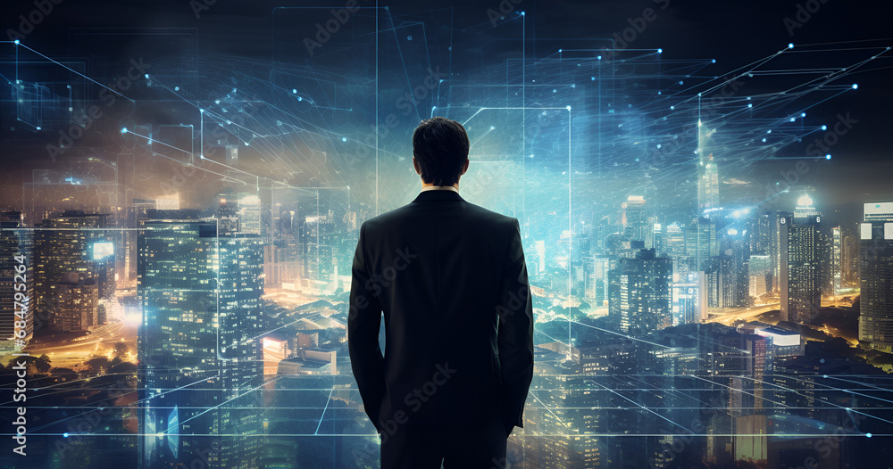 Obraz premium Digital technology internet network connection