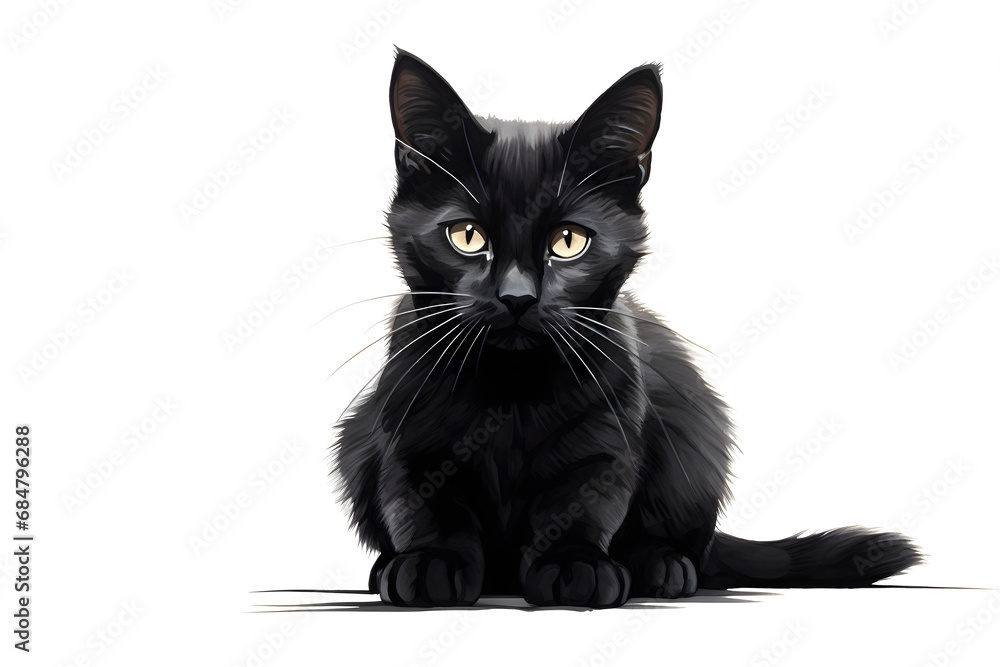 Obraz premium Edle Silhouette: Schwarze Katze vor weißem Hintergrund
