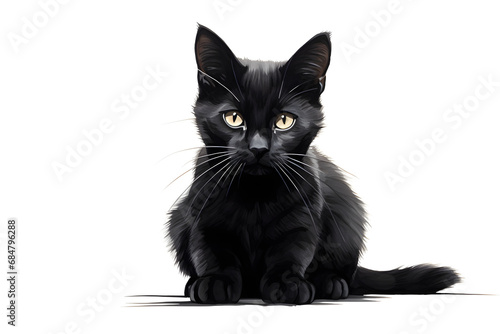 Edle Silhouette: Schwarze Katze vor weißem Hintergrund © Seegraphie