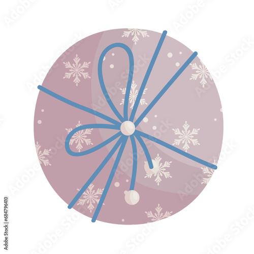 Christmas and New Year's gift in festive packaging. Vector graphics.